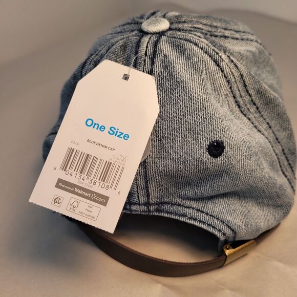 🆕 NWT Blue Denim Baseball Cap Hat Distressed Chambray - Picture 5 of 7